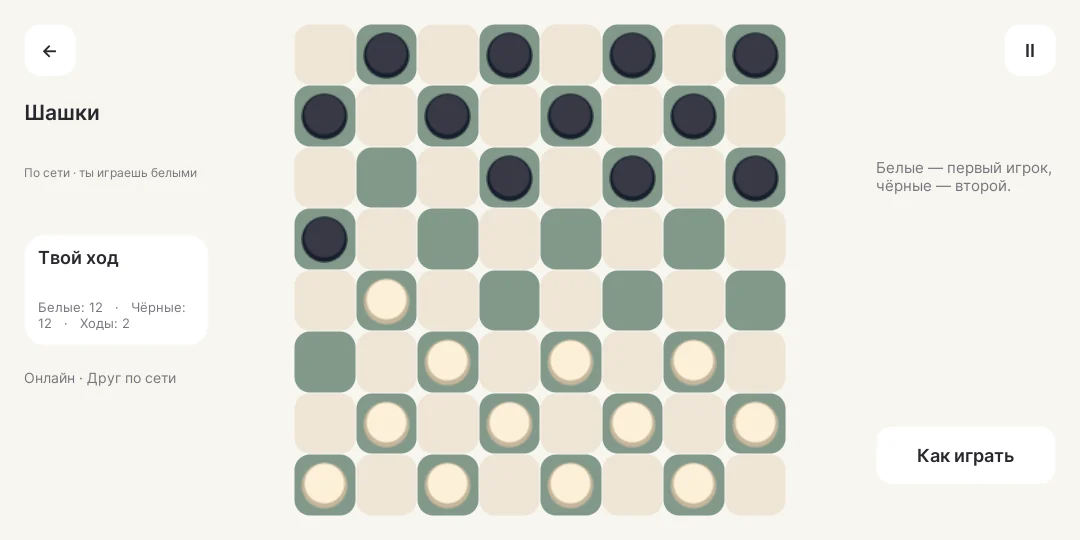 Шашки: кадр из игры